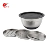 Stainless Steel Mixing Bowl with Anti Slip Silicone Base Stainless Steel Bowls With Lidsand 3 Interchangeable Graters
