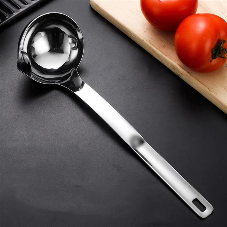 Stainless Steel Oil Filter Spoon Long Handle Separating Oil Soup Spoon Hot Pot Household Kitchen Accessories