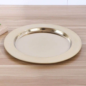 Stainless Steel Round Shape Mirror Polished Gold Color Dinner Plate