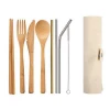stocked personalize eco friendly nature knife toothbrush straw cleaner fork chopstick spoon dinner bamboo cutlery set