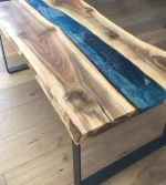Suar Wood Dining Table with resin table top river Furniture
