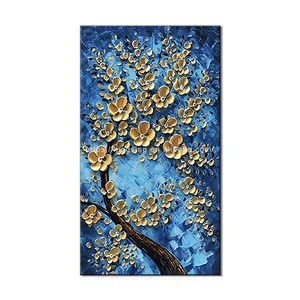texure knife 3D flower wall art oil painting hand painted gold money tree oil painting home decor cuadros canvas dafen oil paint