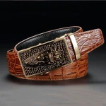 The new Authentic Crocodile Skin Back Pressure Buckle Straps Youths Waist Leather Belt