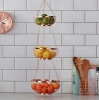 Three  Tier Kitchen Ceiling Hanging Black Metal Fruit Basket