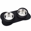 Tianyuan Pet Double Bowl Feeder ,Stainless Steel Dog Bowl with No Spill Non-Skid Silicone Mat