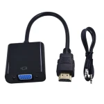 TISHRIC VGA Cable HD 1080P HDMI-compatible To VGA Cable Digital TOAnalog Audio Converter With audio cableFor Tablet laptop PC TV