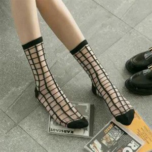 Transparent Crystal Stockings Black and White Glass Stockings Lace Card Socks for ladies