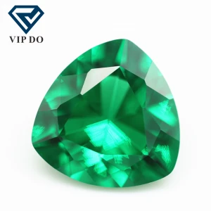 Trillion Green nano gems artificial synthetic emerald gemstone  high temperature resistant wax mosaic cone triangle