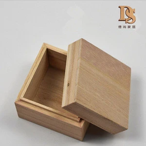 Unfinished Square Wooden Tea Box Left Off Cover Wooden Porcelain Pottery Box