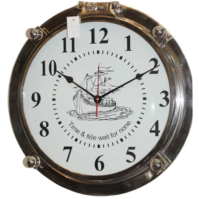 Unique Design Porthole Wall Clock Metal Nickel Finishing Customized for Home and Office Wall Decorations
