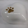 Unique heart shape pet urn casket with freehand real gold paw mark