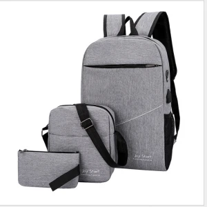 usb port backpack school bag set of 3 black nylon backpack