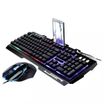 USB Wired  Ergonomic LED Rainbow Color Backlight One handed Mechanical Gaming Keyboard Combo Mouse Set For PC