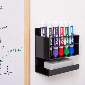 Wall Mounted  Black Acrylic 10 Slot Dry Erase Whiteboard Marker and Eraser Holder