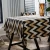 Import Waterproof picnic home geometric ramie cotton fabric table cover striped black table cloth from China