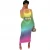 Wefans New design Sexy transparent gradient print mesh women hollow out Long Sleeve Maxi Dress