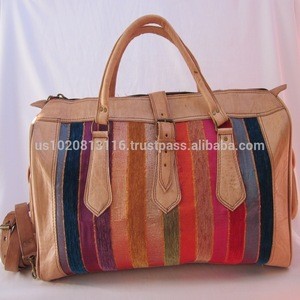 Well Handcrafted Genuine Leather Kilim Travel Bag