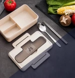 Wheat Fibre Kids Food Container Portable Leakproof Plastic Container Microwaveable Wheat Straw Lunch Box