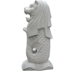 white natural marble hand carved garden decoration great merlion