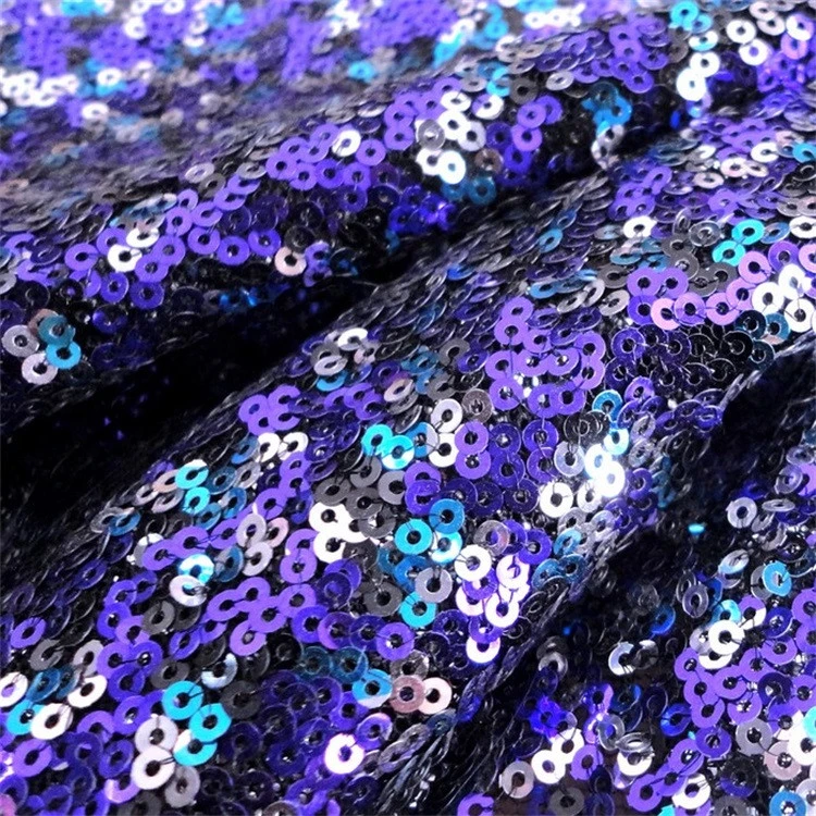 wholesale 100% polyester with PE 3mm 4 mix colours sequins fabric