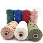 Wholesale Anti-pilling Soft 3mm/100m Macrame Cord Cotton Rope for Scarves Pillows Clothes Shaggy Dolls