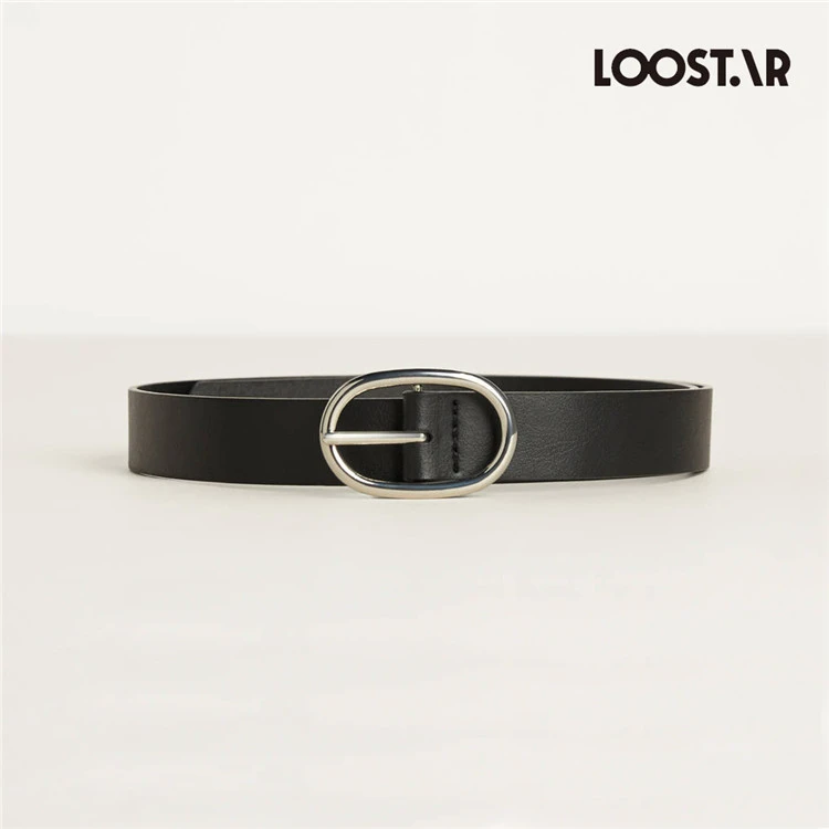 Wholesale custom simple black brown 2.8cm wide pu leather belts women 2020