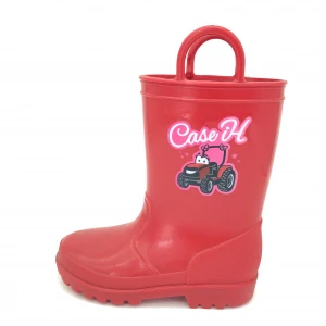 Wholesale Cute Car Red PVC Rain Boots for Kids with LED Light