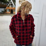 Wholesale Fashion New Arrival Tie Dye Denim Faux Fur Checkered thickened jacket For woman