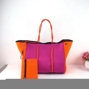 Wholesale Fashion Printed Tote Bag with Inner Purse neoprene customize beach bag