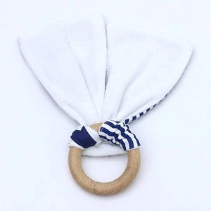Wholesale low MOQ cotton minky dot baby teether chew beech ring