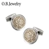 Wholesale Mens Jewelry Gold Plated Round Shaped Carving Designs Copper Material Vintage Totem Cufflinks With Free Shipping