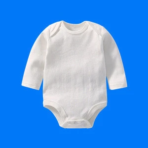 Wholesale Newborn Baby White Romper Cotton Long Sleeve Blanks Baby Romper