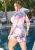 Import Wholesale Pink Long Sleeved Long Shirt Tops Plus Size Tie-Dye Printed Short Shirt Dress Women from China