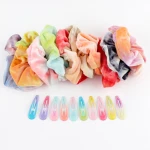 Wholesale scrunchy hair band Elastic hairbands tie-dye Velvet scrunchies for women hair Accessories srunchy hair bobbles