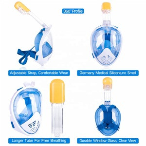 Wholesale Snorkel Full Face Safety Breathing System 180 Panoramic Viewing Anti Fog Leak Diving Mask with Detachable Camera Mount
