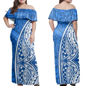 wholesale womens boutique clothing Original Polynesian Retro Tribal One-shoulder Floor-Length Dresses