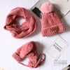 Winter outdoor thick warm knitted hat beanie children hat gloves scarf three-piece set