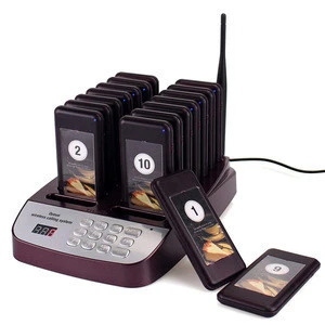 Wireless Calling System with 16pcs Coaster Pagers & 1pc Call Button Keypad Transmitter