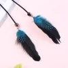 Women Boho hippie feather hairband tassels leather hair accessories headband with peacock feather