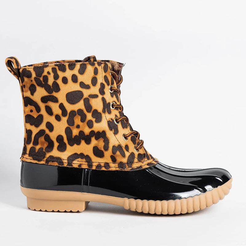 Women Winter Waterproof Leopard Ankle Boot