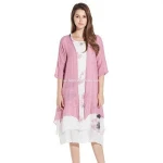 Womens Oriental Beauty Folk Style Traditional Chinese Clothing  Irregular Maxi Painting Cotton Linen Casual 2-Pieces