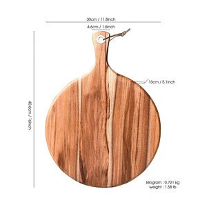 Wooden kitchen accessories Customized size and shape Acacia wooden pizza peel pan stone