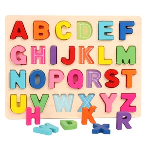 wooden montessori Learning educational alphabet puzzle board toys for the Toddler WPT23-B