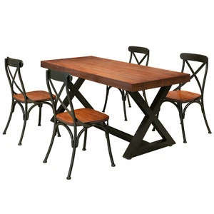 wrought iron rustic dinning table sets  comedores Chinese style restaurant dining table sets wooden antique furniture sets