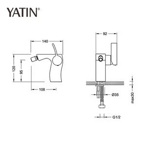 Yatin Single Handle Brass Bathroom Bidet Faucet