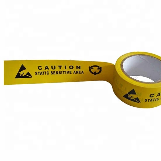Yellow and black anti-static PE and PVC ESD protected area printing ESD warning tape