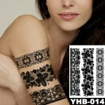 YOEMTAT 100% Safety Lady Sexy Temporary Henna Feature Black Lace Tattoo Sticker