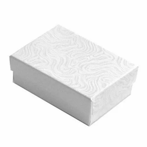 Z32WW 7.78x5.4x2.54cm White Swirl Cotton Filled Jewelry Gift Boxes Fashionable Lid Botton Paper Display Earrings Packages