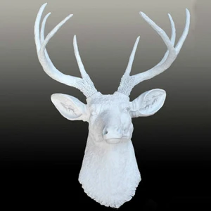 Z817  Custom 3D Big Size Gold Deer Head Wall Decor Resin Craftwork Elk Stag Head Wall Mount Antler Hanging Sculpture