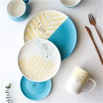 Zogift elegant gold leaf dinnerware sets china dinner set for household gold dinnerware set